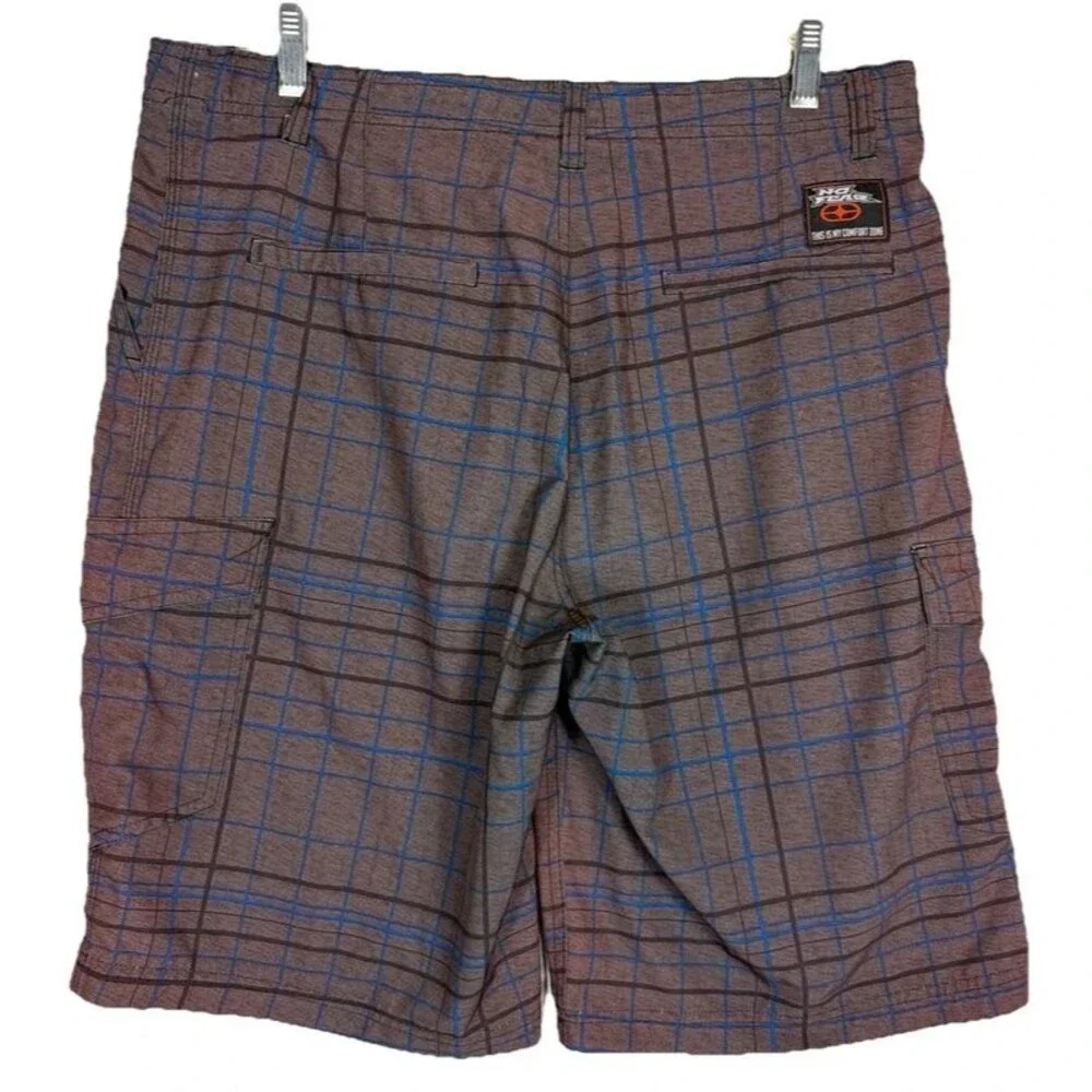 No Fear Performance Thread Collective Y2K Cargo Shorts Red Blue Plaid Men’s 34